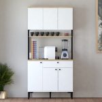 Ντουλάπια κουζίνας Lenner pakoworld λευκό-sonoma 90x45x184εκ - Image 4