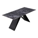 Τραπέζι Meja pakoworld Sintered stone μαύρο με μεταλλικά πόδια σε μαύρη απόχρωση 180x90x76εκ - Image 3