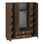 Ντουλάπα τετράφυλλη με συρτάρια Royal pakoworld καρυδι-oak 200x58x230εκ - Image 2