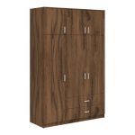 Ντουλάπα τρίφυλλη με συρτάρια Royal pakoworld καρυδι-oak 150x58x230εκ