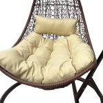 Κούνια φωλιά με βάση Soleil pakoworld μέταλλο καφέ- pe rattan καφέ με μπεζ μαξιλάρι 120x95x195εκ - Image 3