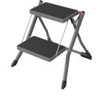 Σκαμπό Διπλής Σκάλας Γκρι Ατσάλινο 49.5x48.5x44.5cm