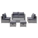 BALI Set Μέταλλο - Wicker: Τραπέζι+ 2θ Καναπέ+ 2 Σκαμπό+ 2 καθίσματα, Απόχρωση Γκρι - Image 5