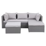 CORNER Set Wicker, Γωνία με Σκαμπό, Απόχρωση Ανοιχτό Γκρι Αναστρέψιμη Γωνία - Image 3