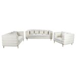 MORRIS Set Σαλόνι - Καθιστικό 3θέσιος + 2θέσιος + Πολυθρόνα Ύφασμα Teddy Άσπρο - Image 3
