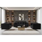 MORRIS Set Σαλόνι - Καθιστικό 3θέσιος + 2θέσιος + Πολυθρόνα Ύφασμα Teddy Μαύρο - Image 2