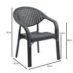 BAMBOO Pro Πολυθρόνα Κήπου - Βεράντας Στοιβαζόμενη, PP-UV (Rattan Look) Ανθρακί - Image 3