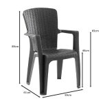 SIDE Πολυθρόνα Κήπου-Βεράντας Στοιβαζόμενη, (Rattan Look) PP-UV Απόχρωση Ανθρακί - Image 4