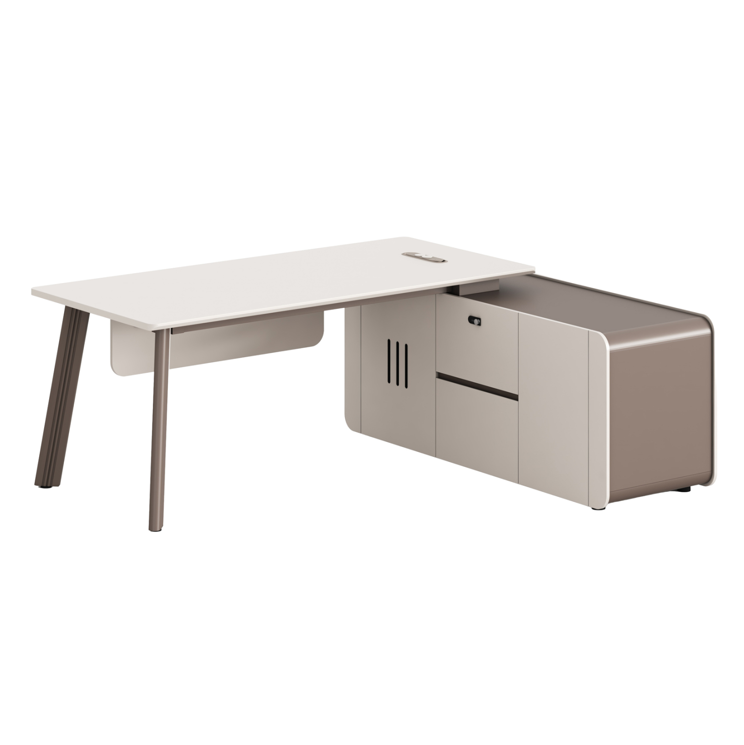 grafeio-dexia-gonia-fb918271r-melamini-e ΓΡΑΦΕΙΟ ΔΕΞΙΑ ΓΩΝΙΑ NEWLINE HM18271R ΜΕΛΑΜΙΝΗ ΕΚΡΟΥ-ΑΝΟΙΧΤΟ ΚΑΦΕ 200x165x75Υεκ - Image 1