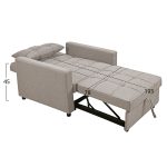 ΠΟΛΥΘΡΟΝΑ-ΚΡΕΒΑΤΙ MERO HM3306.03 ΜΠΕΖ ΥΦΑΣΜΑ 100x90x83Υεκ. - Image 3