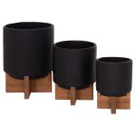 ΣΕΤ 3 ΓΛΑΣΤΡΕΣ ΜΕ TEAK ΒΑΣΕΙΣ TANTI HM4685.01 FIBER CEMENT ΣΕ ΜΑΥΡΟ ΧΡΩΜΑ