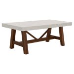 ΤΡΑΠΕΖΙ ΜΕΣΗΣ MAEVE HM6595.02 ΜΠΕΖ FIBER CEMENT--ΞΥΛΟ ΑΚΑΚΙΑΣ 130x70x45Υεκ.