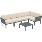 PORTOFINO LOUNGE SET ΓΩΝΙΑ DARK GREY/ΜΑΞ. BEIGE(+ΤΡΑΠ.33εκ.)