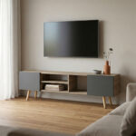 Έπιπλο τηλεόρασης Osclo pakoworld sonoma-ανθρακί 160x30x53.5εκ