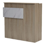 Γραφείο reception Optima pakoworld με led sonoma-λευκή όψη μαρμάρου 110x40x110εκ - Image 4