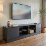 Έπιπλο τηλεόρασης Tivia pakoworld ανθρακί 180x35x41.5εκ