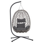 ΚΡΕΜΑΣΤΗ ΦΩΛΙΑ NESTA HM6468.01 ΓΚΡΙ ΜΕΤΑΛΛΟ & P.E.RATTAN 100x100x190Υεκ. - Image 3