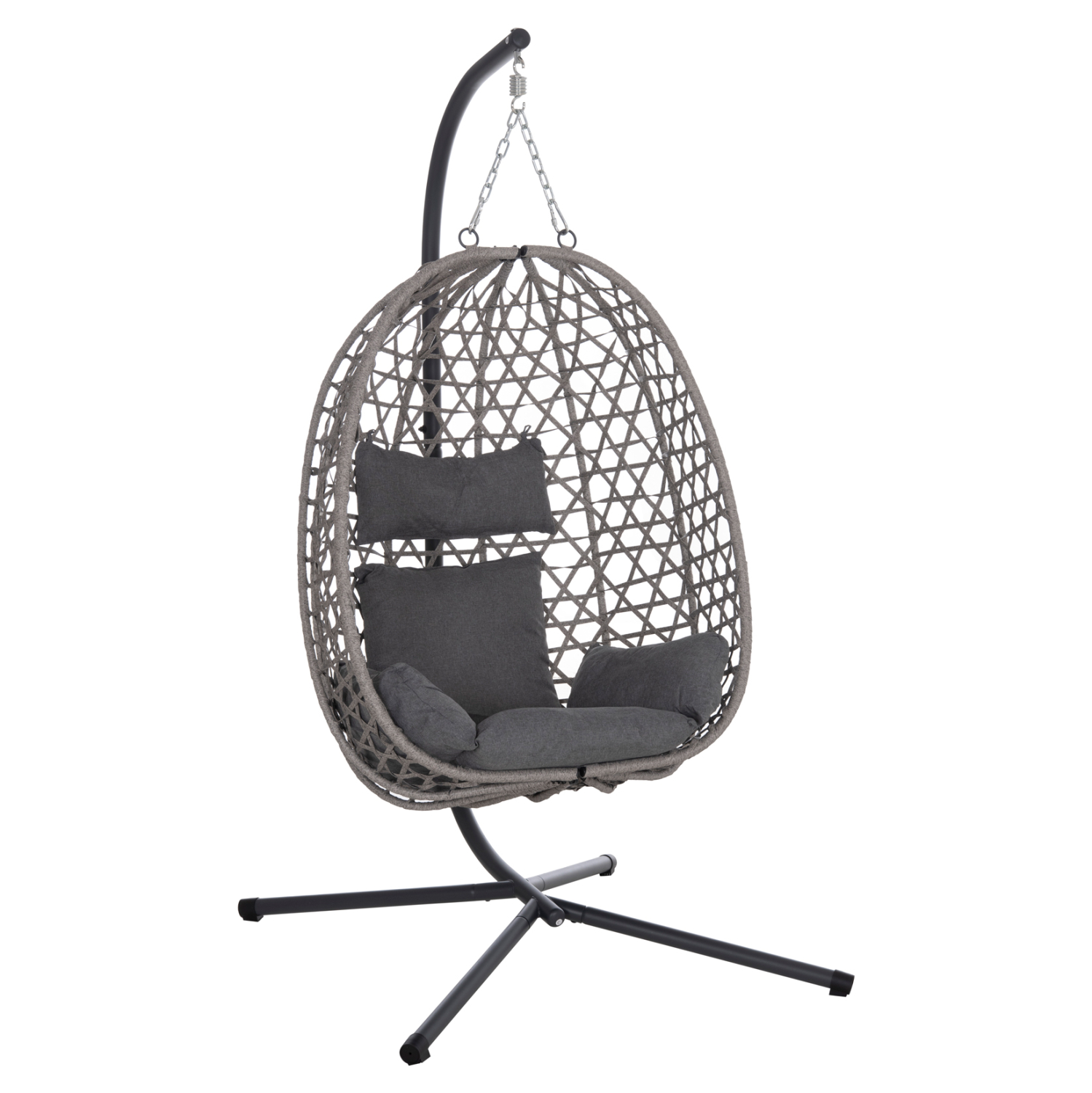 kremasti-folia-fb9646801-gkri-metallo-pe ΚΡΕΜΑΣΤΗ ΦΩΛΙΑ NESTA HM6468.01 ΓΚΡΙ ΜΕΤΑΛΛΟ & P.E.RATTAN 100x100x190Υεκ. - Image 1