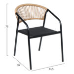 ΠΟΛΥΘΡΟΝΑ HOMAN HM6430.03 ΜΑΥΡΟ ΜΕΤΑΛΛΟ & TEXTILENE--ΜΠΕΖ P.E.RATTAN 53x58x75Υεκ - Image 2