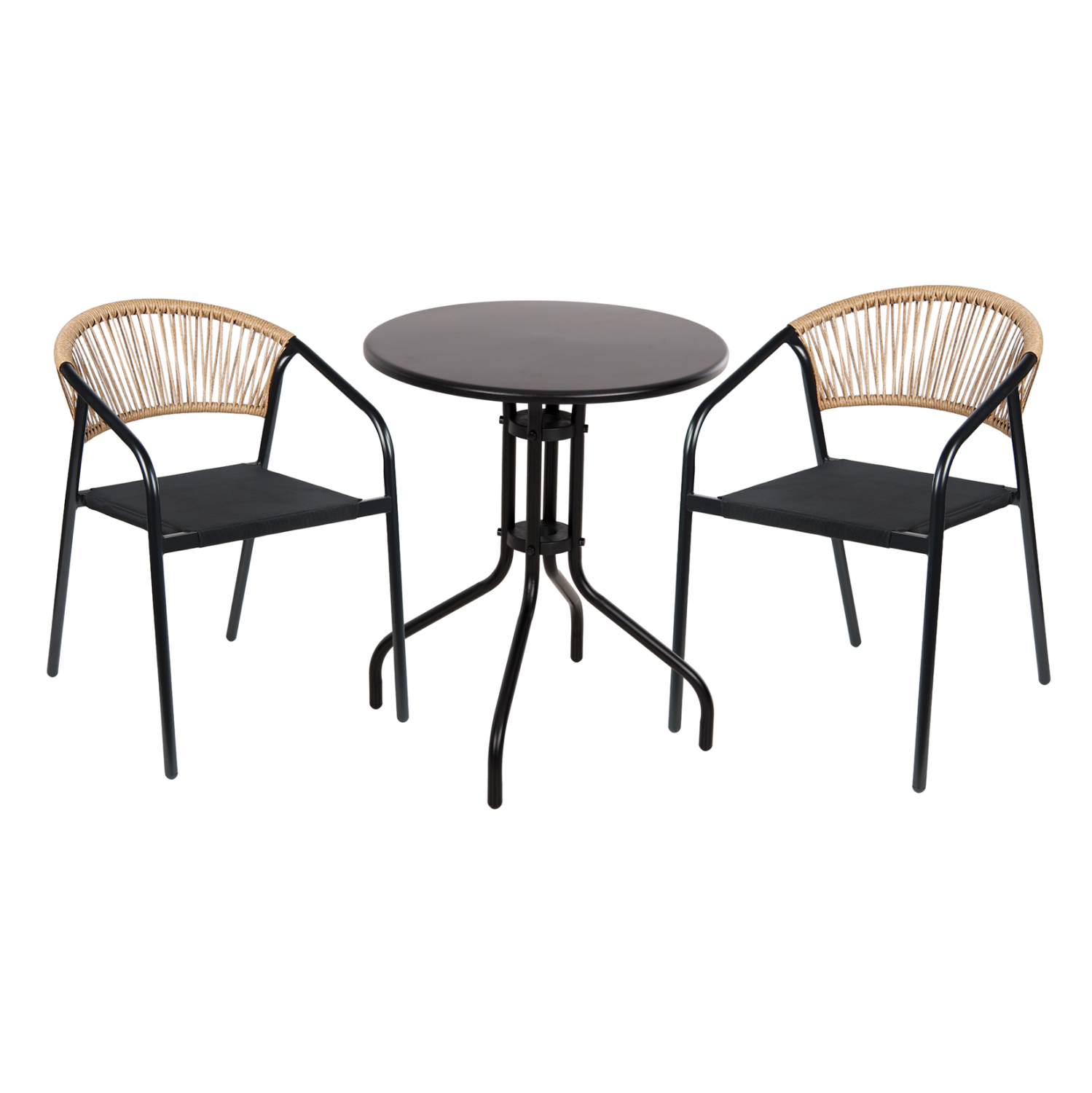 set-trapezarias-3tmch-fb910728-2-metal-k ΣΕΤ ΤΡΑΠΕΖΑΡΙΑΣ 3ΤΜΧ LINO HM10728.03-- 2 ΜΕΤΑΛ. ΚΑΡΕΚΛΕΣ--ΣΤΡΟΓΓΥΛΟ ΤΡΑΠΕΖΙ Φ60εκ ΜΑΥΡΟ - Image 1