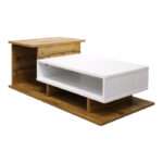 Τραπέζι σαλονιού Nuvele pakoworld sonoma-λευκό 90x50x35εκ - Image 4
