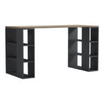 Γραφείο με ραφιέρα Colmar pakoworld ανθρακί- sonoma 140x60x75εκ