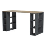 Γραφείο με ραφιέρα Colmar pakoworld ανθρακί- sonoma 140x60x75εκ - Image 3