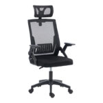 Καρέκλα γραφείου Plymot pakoworld mesh χρώμα μαύρο 48x58x112-122εκ