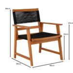SPRING Living Πολυθρόνα Βεράντας - Κήπου, Ξύλο Ακακία Φυσικό, Rope Wicker Μαύρο - Image 3