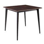 VIDAL Τραπέζι Μέταλλο Βαφή Μαύρο, Επιφάνεια 80x80cm/20mm Κ/Π Εμποτισμού Καρυδί - Image 2