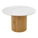 Τραπέζι Sikulu pakoworld mdf oak - λευκή όψη τραβερτίνας Φ125x77εκ - Image 2