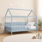 DREAM τ.Montessori Παιδικό Κρεβάτι με Στρώμα 90x190/19cm, Ξύλο Πεύκου Απόχρωση Γαλάζιο - Image 2