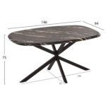 ΤΡΑΠΕΖΙ ΟΒΑΛ RODDEN HM11903.02 ΜΕ WERZALIT BLACK/GOLD MARBLE-ΜΑΥΡΗ ΒΑΣΗ 146x94x75Υεκ - Image 2
