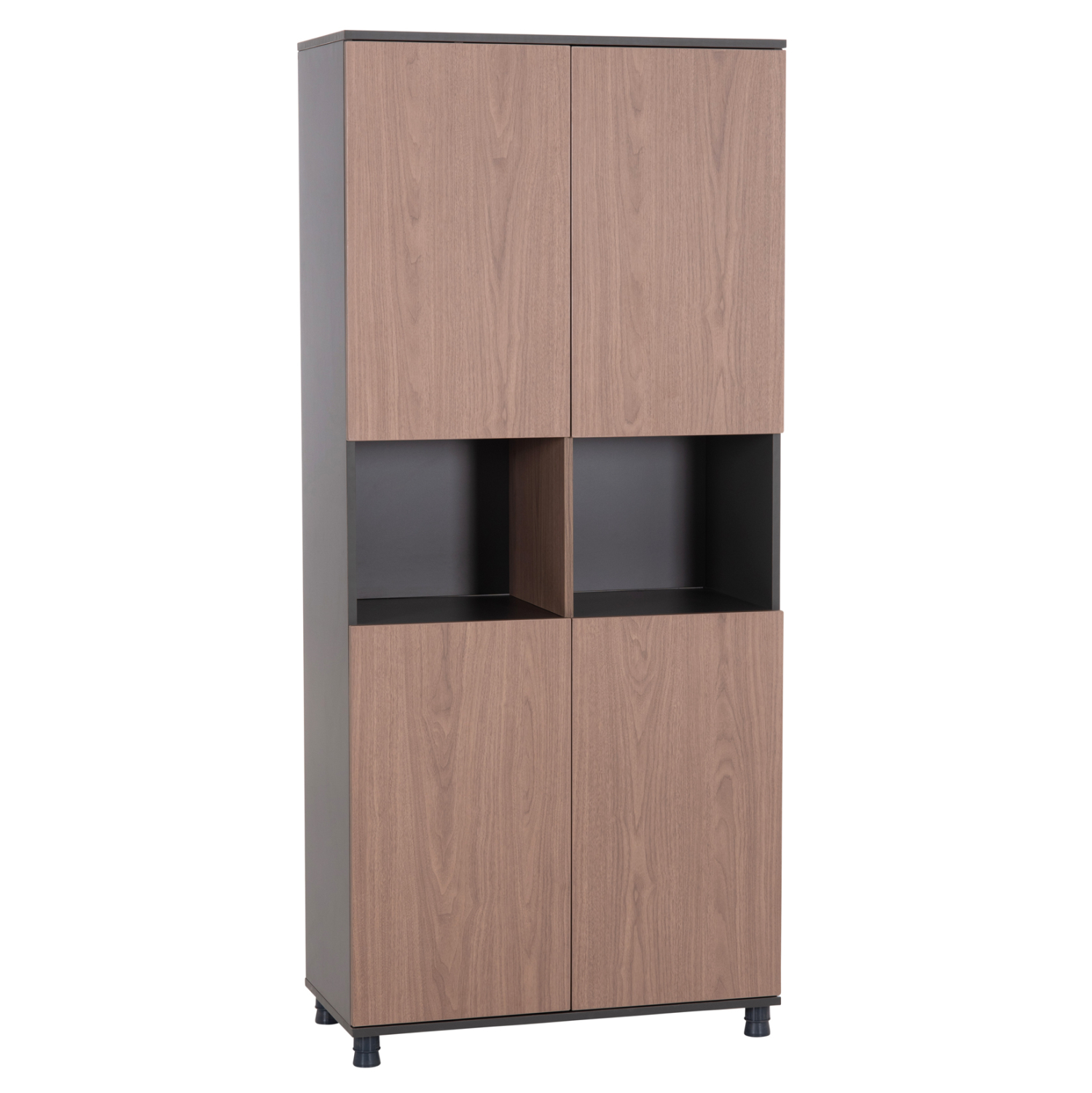 bibliothiki-grafeioy-fb92160-melamini-gk ΒΙΒΛΙΟΘΗΚΗ ΓΡΑΦΕΙΟΥ MAVIX HM2160 ΜΕΛΑΜΙΝΗ ΓΚΡΙ-ΚΑΡΥΔΙ 80Χ40Χ180Υεκ. - Image 1
