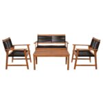 SPRING Set Σαλόνι Κήπου Ακακία Φυσικό, Wicker Μαύρο: Τραπέζι + Καναπέ 2Θέσιο + 2 Πολυθρόνες - Image 2