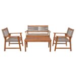 SPRING Set Σαλόνι Κήπου Ακακία Φυσικό, Wicker Μπεζ: Τραπέζι + Καναπέ 2Θέσιο + 2 Πολυθρόνες - Image 2