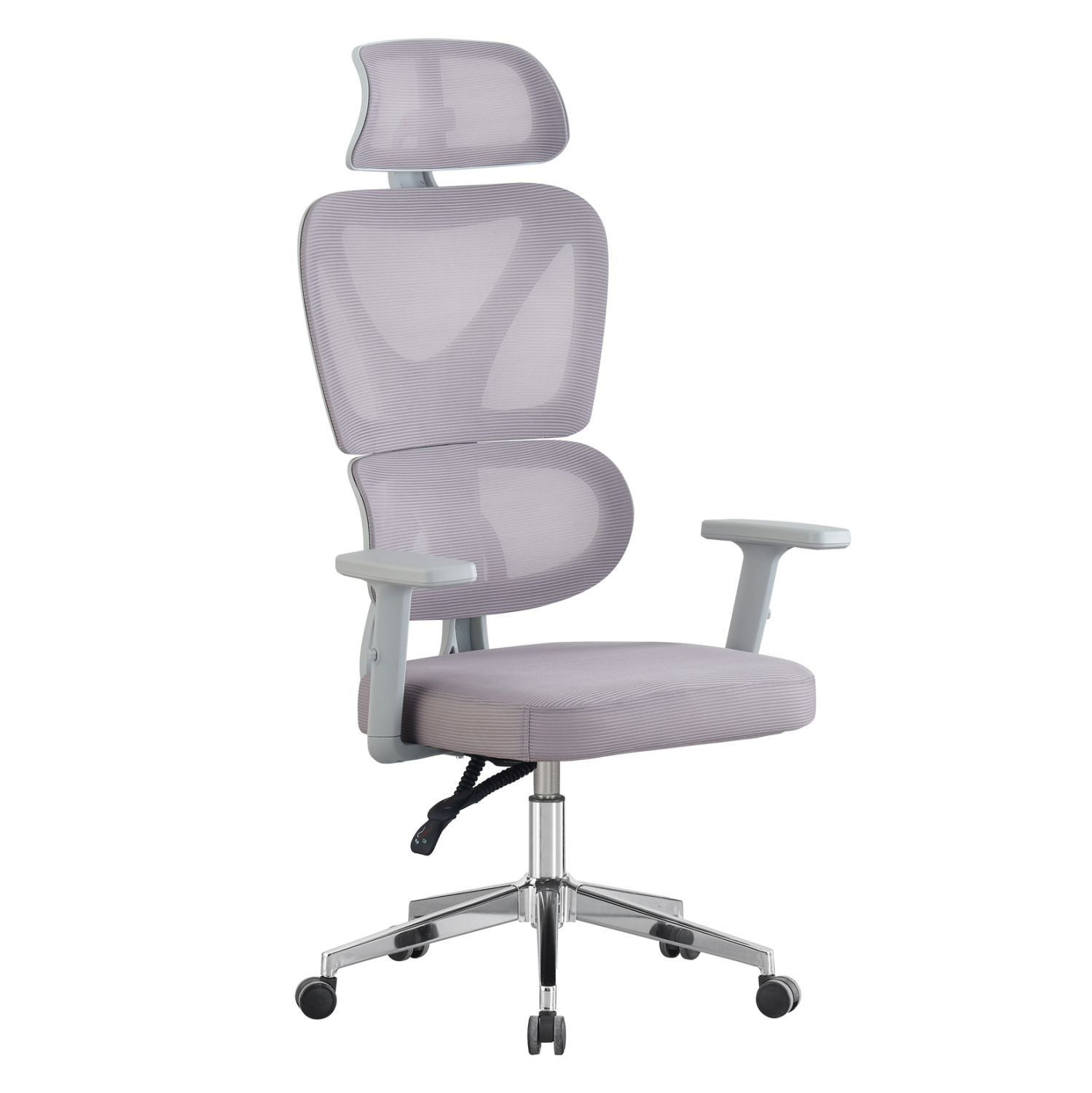 karekla-grafeioy-fb9121802-leyko-pp-anoi ΚΑΡΕΚΛΑ ΓΡΑΦΕΙΟΥ NOVAR HM1218.02 ΛΕΥΚΟ PP-ΑΝΟΙΧΤΟ ΓΚΡΙ MESH-ΒΑΣΗ ΧΡΩΜΙΟΥ 51x49x129Υεκ - Image 1