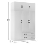 ΝΤΟΥΛΑΠΑ 3ΦΥΛΛΗ ΜΕ ΠΑΤΑΡΙ CARLY HM10891.05 ΜΕΛΑΜΙΝΗ ΣΕ ΛΕΥΚΟ 150X55Χ240Υεκ. - Image 2