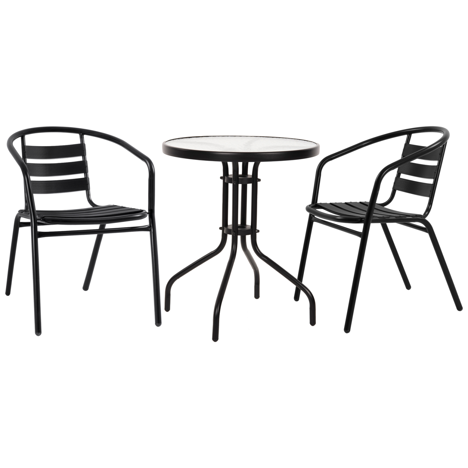 set-trapezarias-3tmch-fb91046703-karekle ΣΕΤ ΤΡΑΠΕΖΑΡΙΑΣ 3ΤΜΧ LAURA HM10467.03 ΚΑΡΕΚΛΕΣ ΜΕΤΑΛ. & ΑΛΟΥΜ. & ΤΡΑΠΕΖΙ Φ60εκ ΜΑΥΡΟ - Image 1