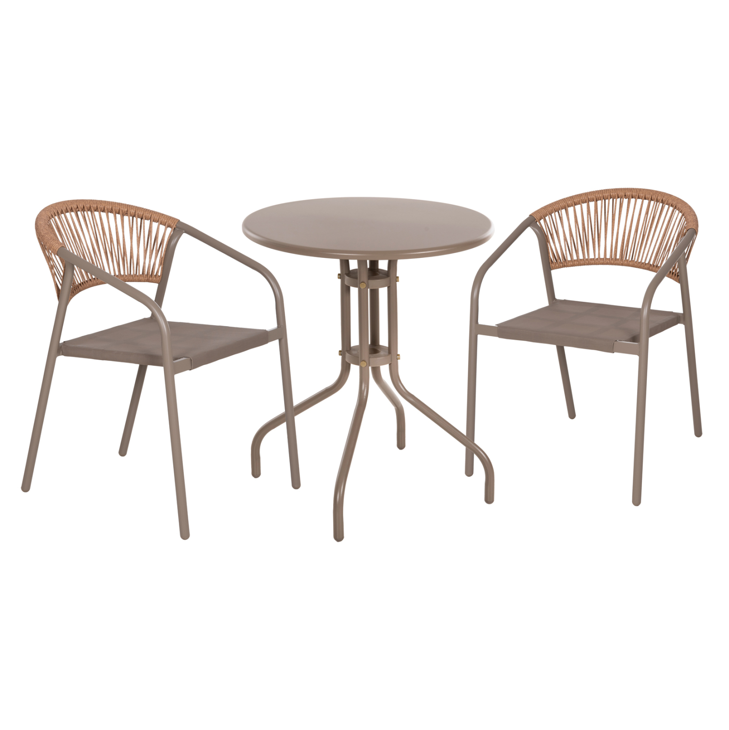 set-trapezarias-3tmch-fb91072804-metal-k ΣΕΤ ΤΡΑΠΕΖΑΡΙΑΣ 3ΤΜΧ LINO HM10728.04 ΜΕΤΑΛ. ΚΑΡΕΚΛΕΣ--ΤΡΑΠΕΖΙ Φ60εκ ΣΑΜΠΑΝΙ - Image 1