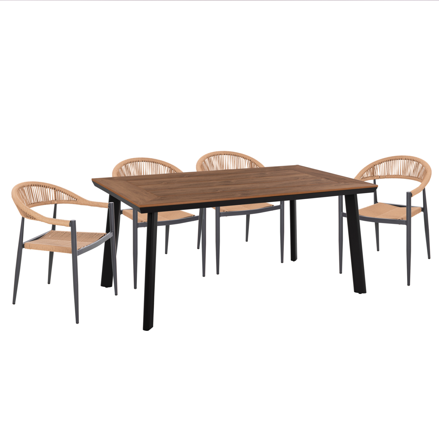 set-trapezarias-5tmch-fb91083402-aloym-s ΣΕΤ ΤΡΑΠΕΖΑΡΙΑΣ 5ΤΜΧ TABER HM10834.02 ΑΛΟΥΜ. ΣΚΟΥΡΟ ΓΚΡΙ--POLYWOOD--P.E.RATTAN ΜΠΕΖ - Image 1